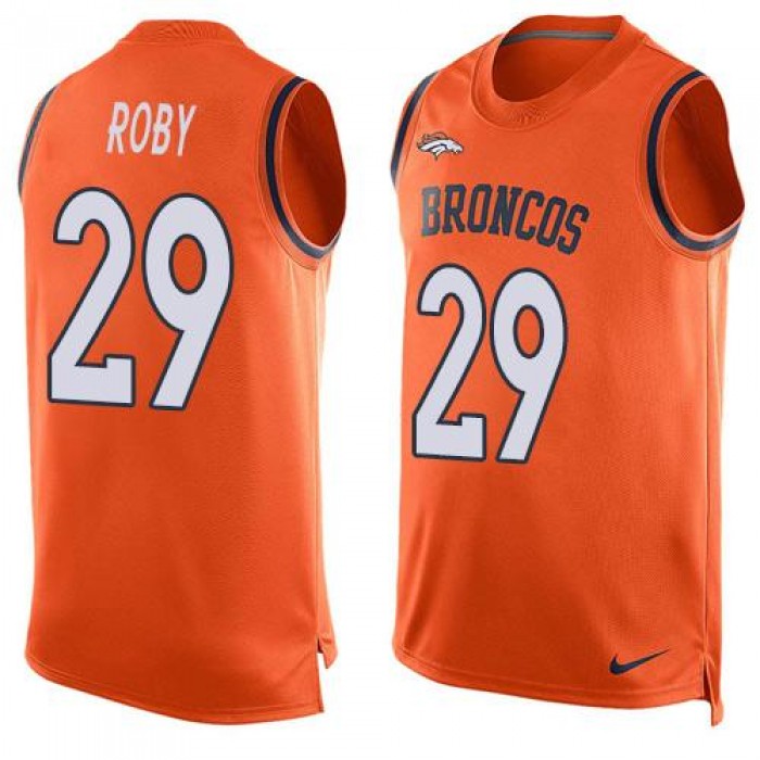 Men's Denver Broncos #29 Bradley Roby Orange Hot Pressing Player Name & Number Nike NFL Tank Top Jersey