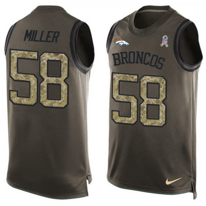 Men's Denver Broncos #58 Von Miller Olive Green Salute To Service Hot Pressing Player Name & Number Nike NFL Tank Top Jersey
