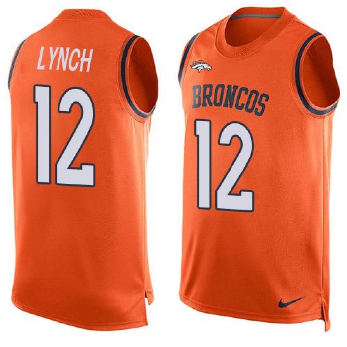 Men's Denver Broncos #12 Paxton Lynch Orange Hot Pressing Player Name & Number Nike NFL Tank Top Jersey