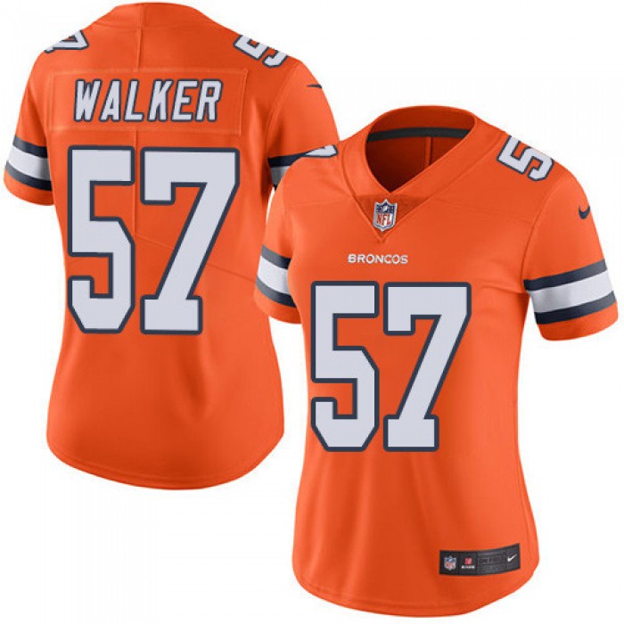 Women's Nike Broncos #57 Demarcus Walker Orange Stitched NFL Limited Rush Jersey