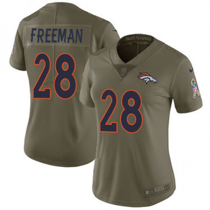 Nike Broncos #28 Royce Freeman Olive Women's Stitched NFL Limited 2017 Salute to Service Jersey