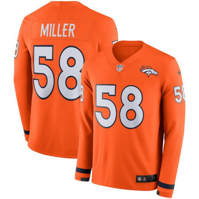 Men Nike Denver Broncos 58 Von Miller Orange Therma Long Sleeve Jersey