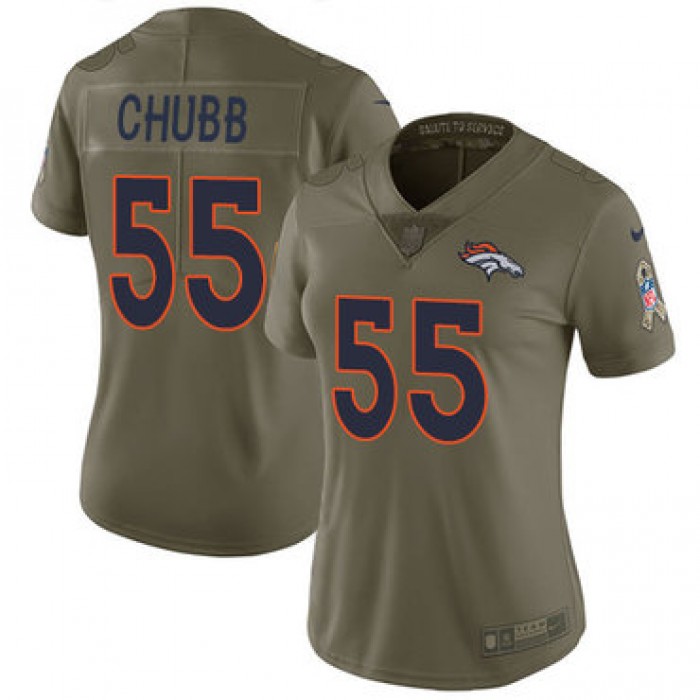 Nike Broncos #55 Bradley Chubb Olive Women's Stitched NFL Limited 2017 Salute to Service Jersey
