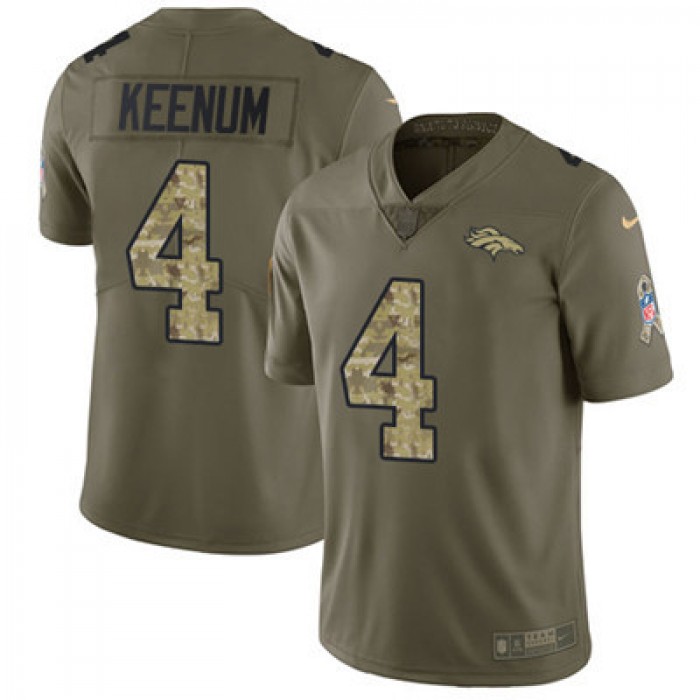 Nike Broncos #4 Case Keenum Olive Camo Youth Stitched NFL Limited 2017 Salute to Service Jersey