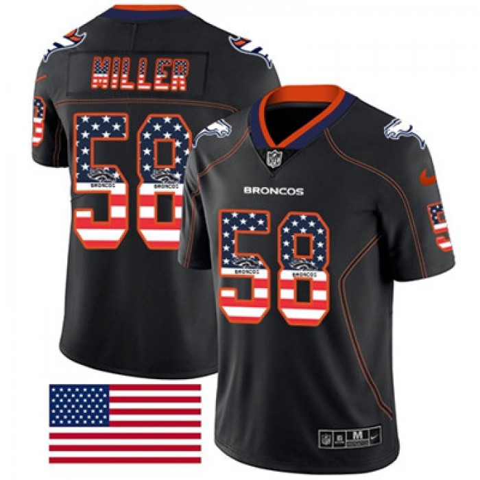 Nike Denver Broncos #58 Von Miller Black Men's Stitched NFL Limited Rush USA Flag Jersey