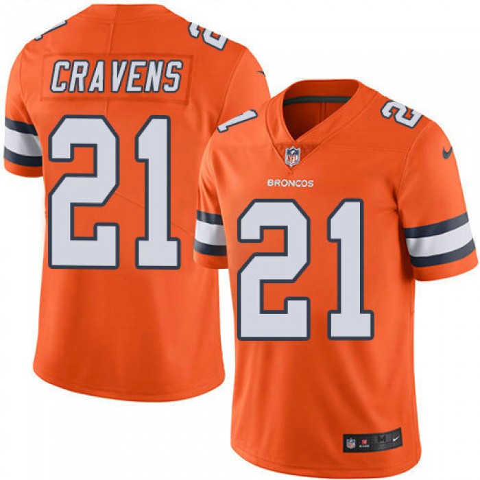 Youth Nike Broncos 21 Su'a Cravens Orange Stitched NFL Limited Rush Jersey