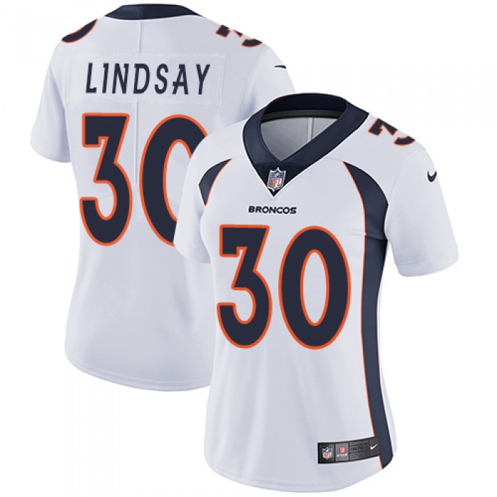 Nike Denver Broncos #30 Phillip Lindsay White Women's Stitched NFL Vapor Untouchable Limited Jersey