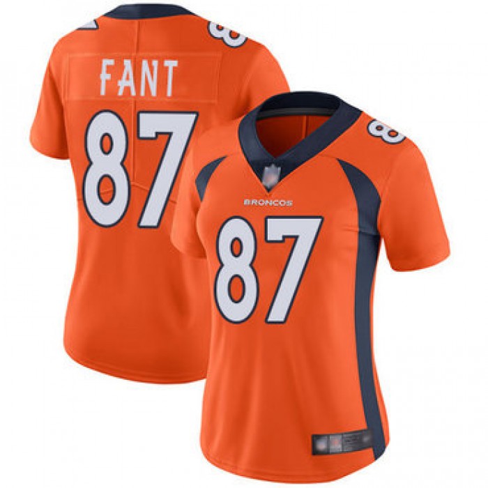 Broncos #87 Noah Fant Orange Team Color Women's Stitched Football Vapor Untouchable Limited Jersey