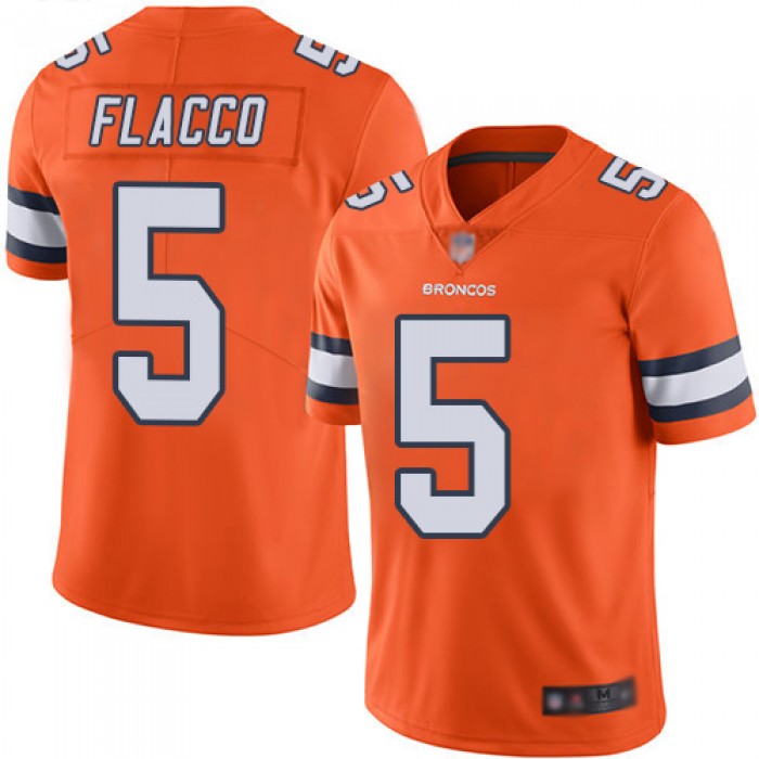 Broncos #5 Joe Flacco Orange Youth Stitched Football Limited Rush Jersey