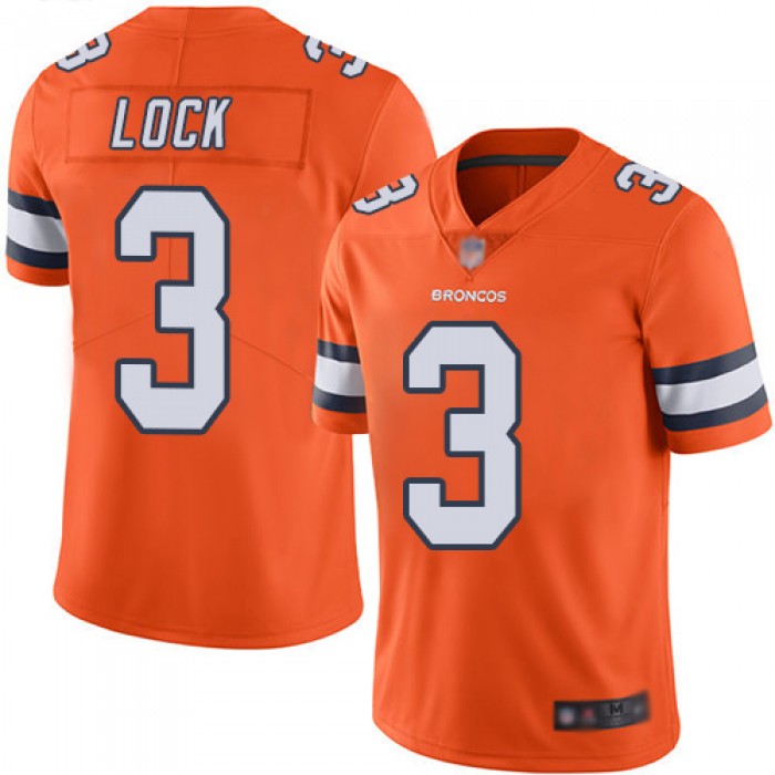 Broncos #3 Drew Lock Orange Youth Stitched Football Limited Rush Jersey