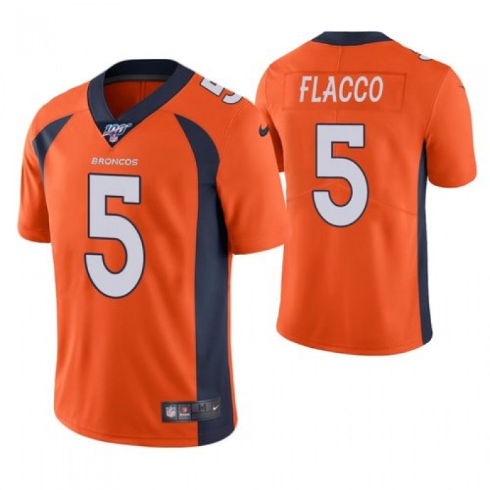 Nike Broncos 5 Joe Flacco Orange 100th Season Vapor Untouchable Limited Jersey