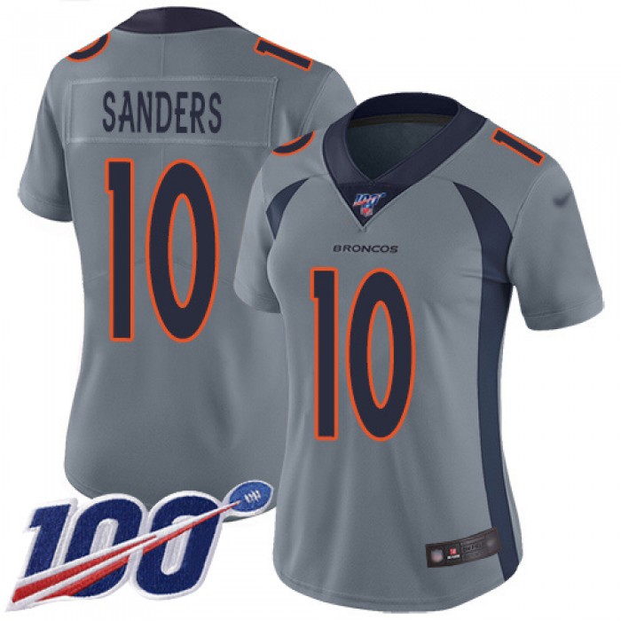 Nike Broncos #10 Emmanuel Sanders Gray Women's Stitched NFL Limited Inverted Legend 100th Season Jersey