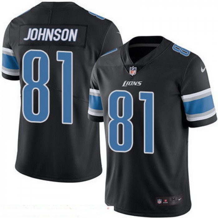 Men's Detroit Lions #81 Calvin Johnson Black 2016 Color Rush Stitched NFL Nike Limited Jersey