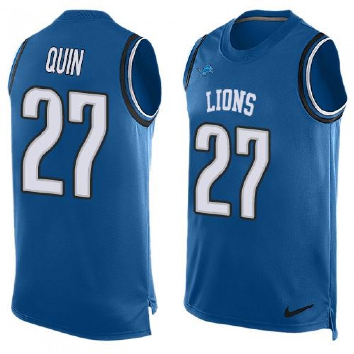 Men's Detroit Lions #27 Glover Quin Light Blue Hot Pressing Player Name & Number Nike NFL Tank Top Jersey