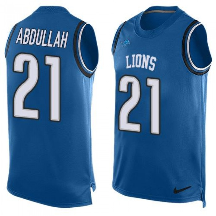 Men's Detroit Lions #21 Ameer Abdullah Light Blue Hot Pressing Player Name & Number Nike NFL Tank Top Jersey