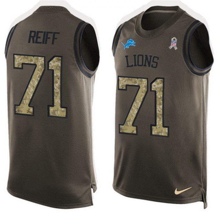 Men's Detroit Lions #71 Riley Reiff Green Salute to Service Hot Pressing Player Name & Number Nike NFL Tank Top Jersey