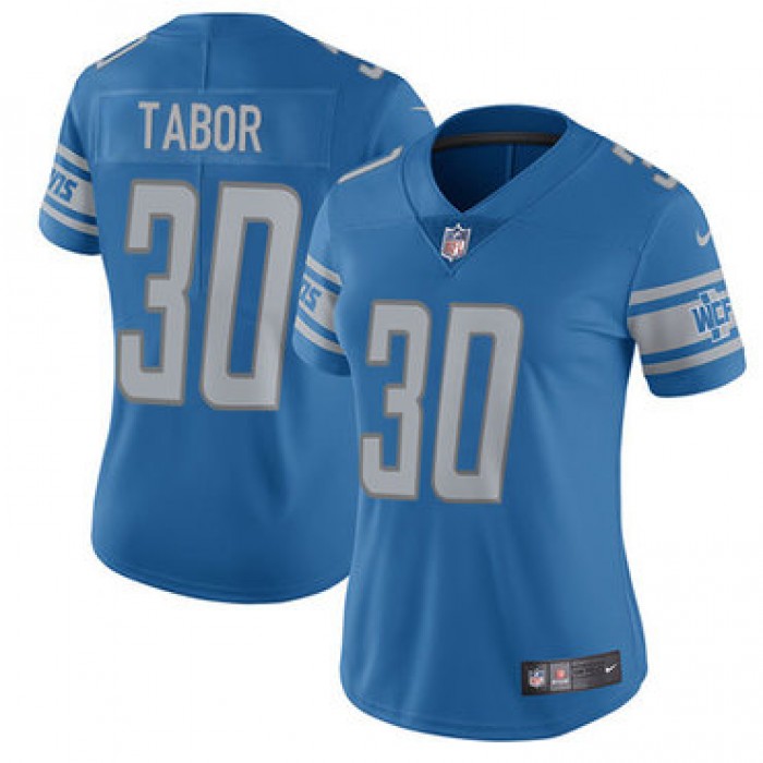 Women's Nike Lions #30 Teez Tabor Light Blue Team Color Stitched NFL Vapor Untouchable Limited Jersey
