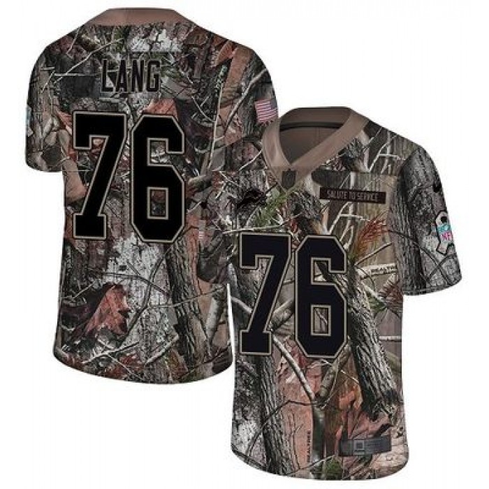 Nike Lions #76 T.J. Lang Camo Men's Stitched NFL Limited Rush Realtree Jersey