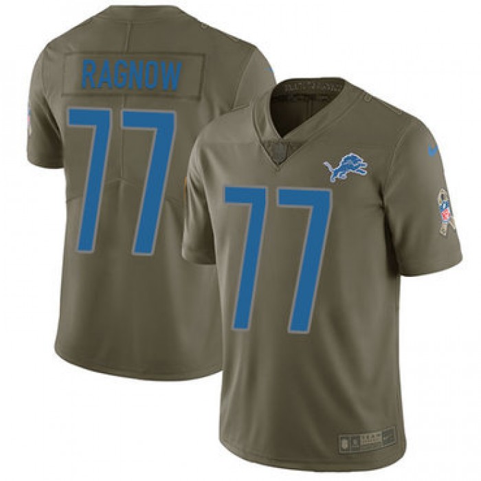 Nike Detroit Lions #77 Frank Ragnow Olive Men's Stitched NFL Limited 2017 Salute To Service Jersey