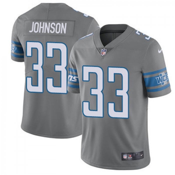 Nike Lions #33 Kerryon Johnson Gray Youth Stitched NFL Limited Rush Jersey
