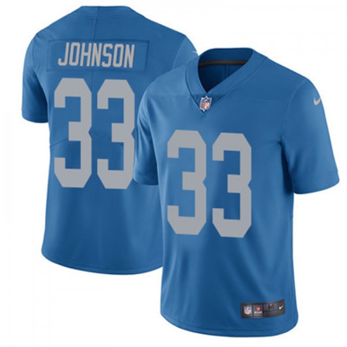 Nike Detroit Lions #33 Kerryon Johnson Blue Throwback Men's Stitched NFL Vapor Untouchable Limited Jersey