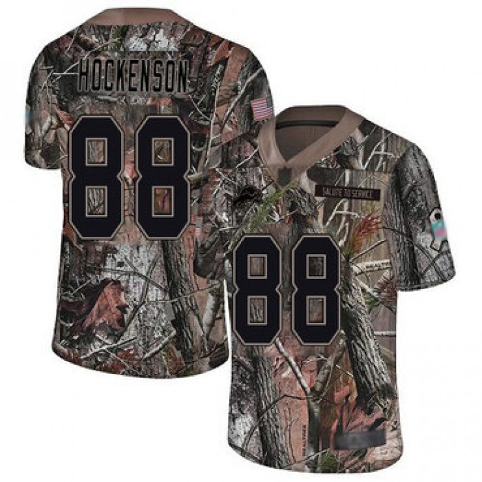 Lions #88 T.J. Hockenson Camo Men's Stitched Football Limited Rush Realtree Jersey