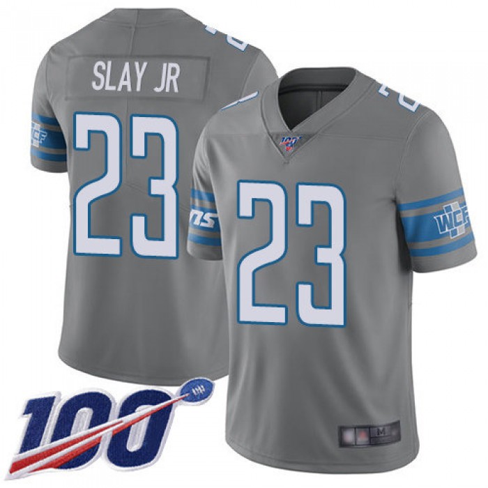 Lions #23 Darius Slay Jr Gray Men's Stitched Football Limited Rush 100th Season Jersey