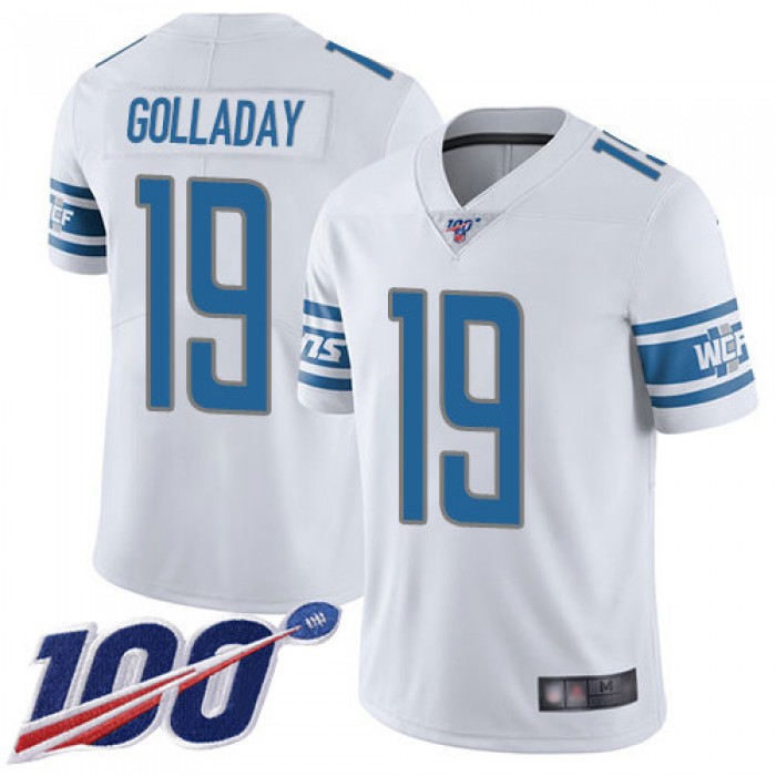 Lions #19 Kenny Golladay White Men's Stitched Football 100th Season Vapor Limited Jersey