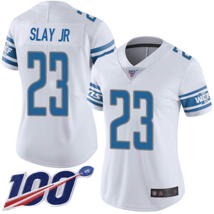 Nike Lions #23 Darius Slay Jr White Women's Stitched NFL 100th Season Vapor Limited Jersey
