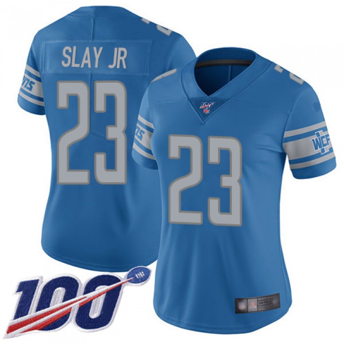 Nike Lions #23 Darius Slay Jr Blue Team Color Women's Stitched NFL 100th Season Vapor Limited Jersey