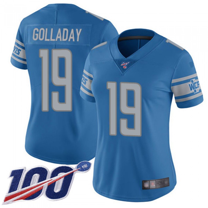 Nike Lions #19 Kenny Golladay Blue Team Color Women's Stitched NFL 100th Season Vapor Limited Jersey