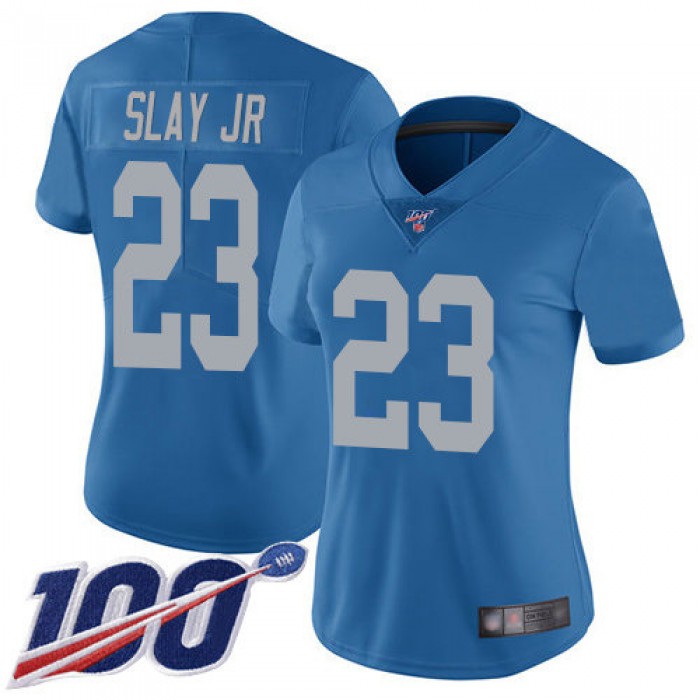 Nike Lions #23 Darius Slay Jr Blue Throwback Women's Stitched NFL 100th Season Vapor Limited Jersey