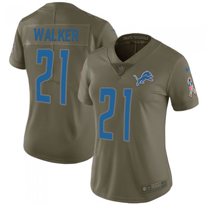 Nike Lions #21 Tracy Walker Olive Women's Stitched NFL Limited 2017 Salute to Service Jersey
