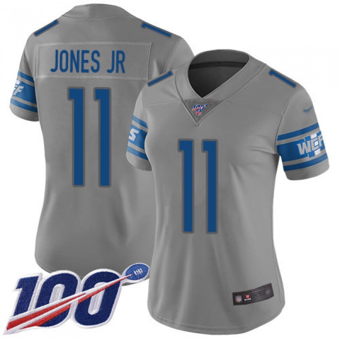 Nike Lions #11 Marvin Jones Jr Gray Women's Stitched NFL Limited Inverted Legend 100th Season Jersey