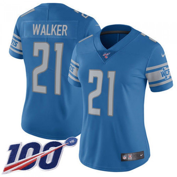 Nike Lions #21 Tracy Walker Light Blue Team Color Women's Stitched NFL 100th Season Vapor Untouchable Limited Jersey