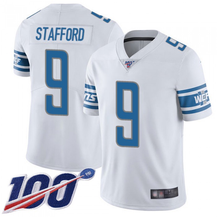 Nike Lions #9 Matthew Stafford White Men's Stitched NFL 100th Season Vapor Limited Jersey