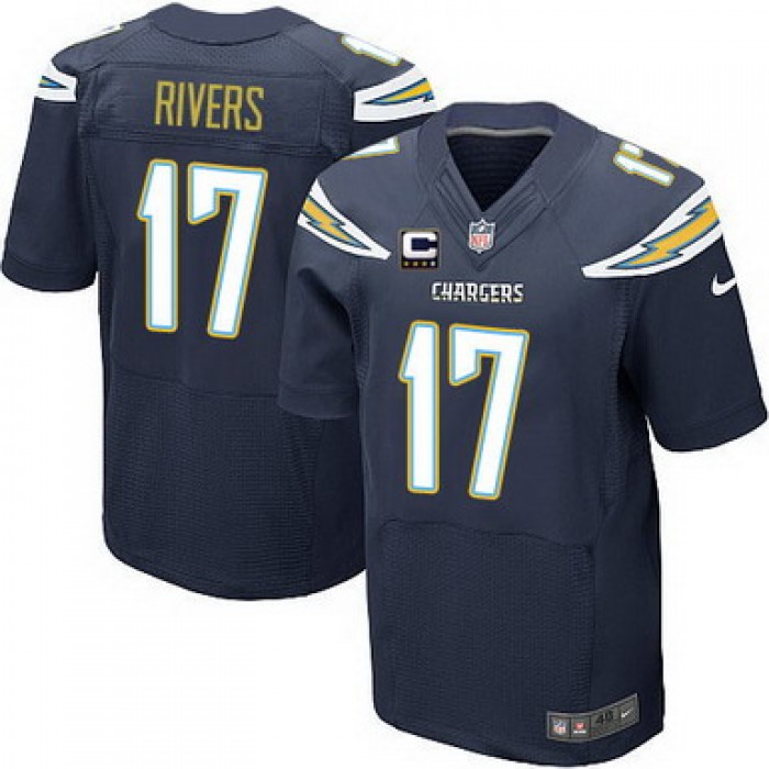 Nike San Diego Chargers #17 Philip Rivers 2013 Navy Blue C Patch Elite Jersey