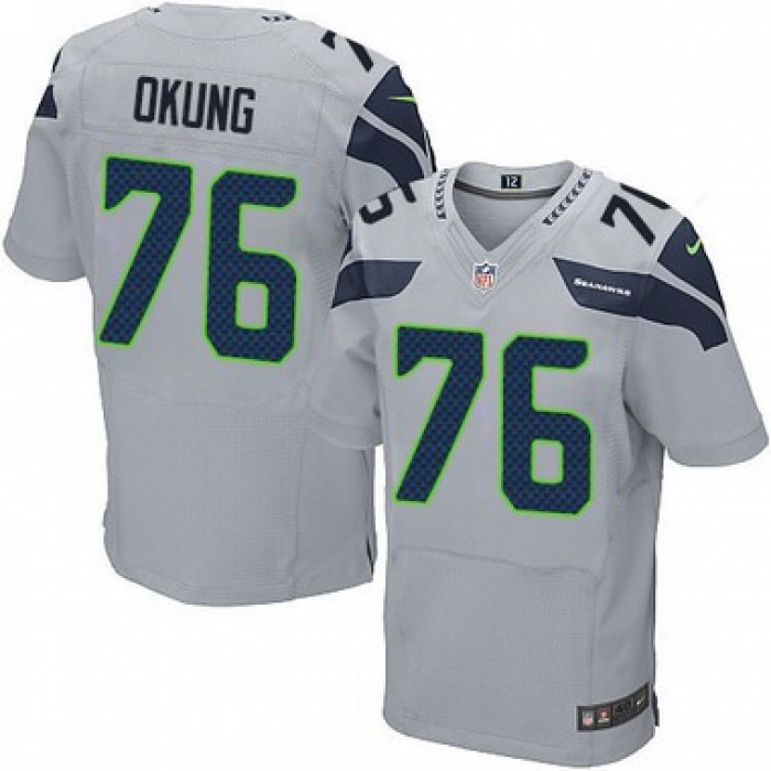 Men's Seattle Seahawks #76 Russell Okung Gray Alternate NFL Nike Elite Jersey