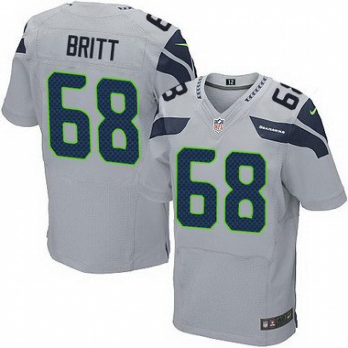 Men's Seattle Seahawks #68 Justin Britt Gray Alternate NFL Nike Elite Jersey