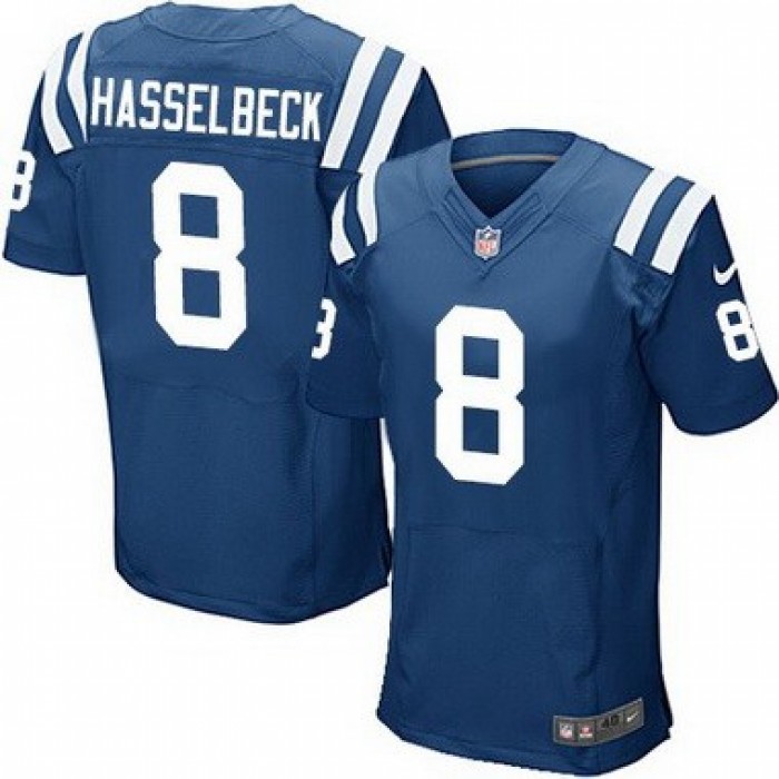 Men's Indianapolis Colts #8 Matt Hasselbeck Royal Blue Team Color NFL Nike Elite Jersey