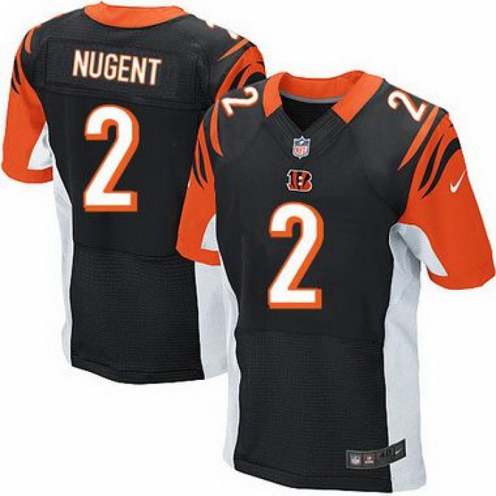 Men's Cincinnati Bengals #2 Mike Nugent Black Team Color NFL Nike Elite Jersey