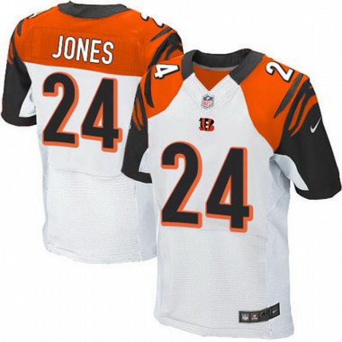 Men's Cincinnati Bengals #24 Adam Jones White Road NFL Nike Elite Jersey