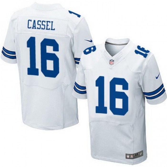 Men's Dallas Cowboys #16 Matt Cassel White Road NFL Nike Elite Jersey
