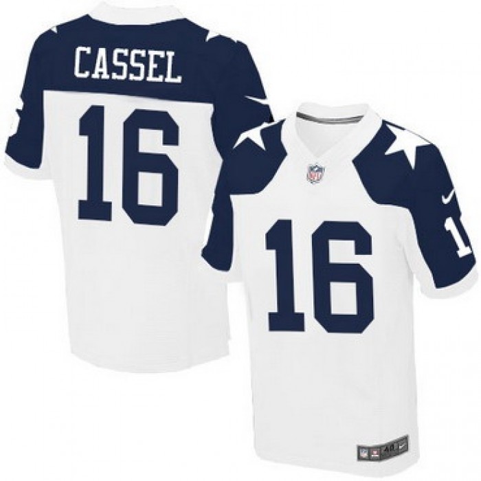 Men's Dallas Cowboys #16 Matt Cassel White Thanksgiving Alternate NFL Nike Elite Jersey