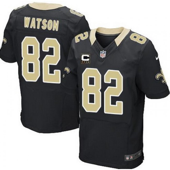 Men's New Orleans Saints #82 Benjamin Watson Black Team Color C Patch NFL Nike Elite Jersey