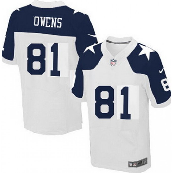 Men's Dallas Cowboys #81 Terrell Owens White Thanksgiving Retired Player NFL Nike Elite Jersey