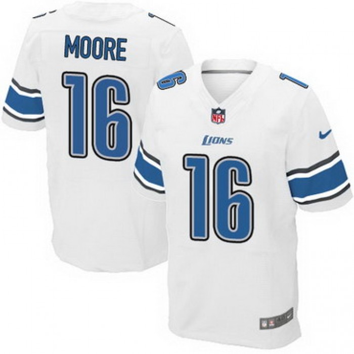 Men's Detroit Lions #16 Lance Moore White Road NFL Nike Elite Jersey