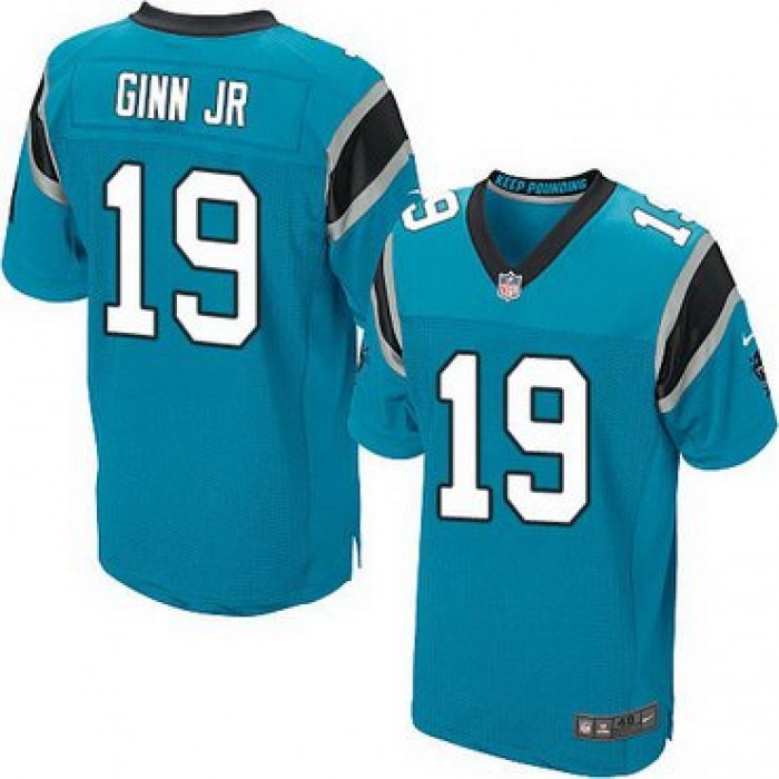 Men's Carolina Panthers #19 Ted Ginn Jr Light Blue Alternate NFL Nike Elite Jersey