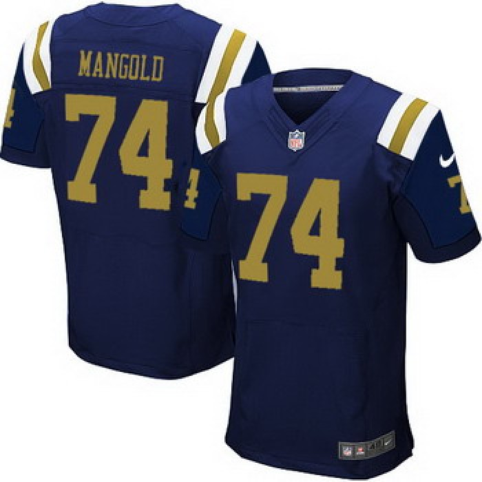 Men's New York Jets #74 Nick Mangold Navy Blue Alternate NFL Nike Elite Jersey