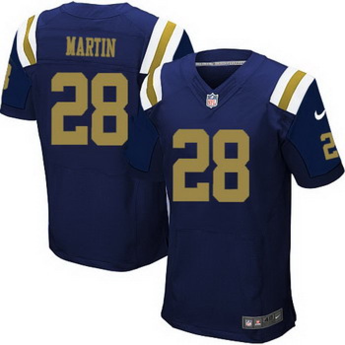 Men's New York Jets #28 Curtis Martin Navy Blue Alternate NFL Nike Elite Jersey